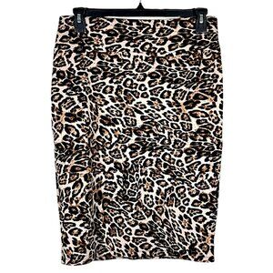 International Concepts Leopard Print Straight Skirt Women's Size L